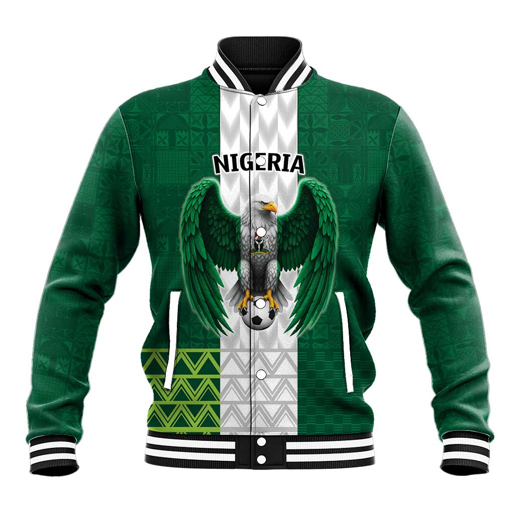 Nigeria Football Custom Baseball Jacket Retro Nigeria 20-21 Eagle Flag Motif - Wonder Print Shop