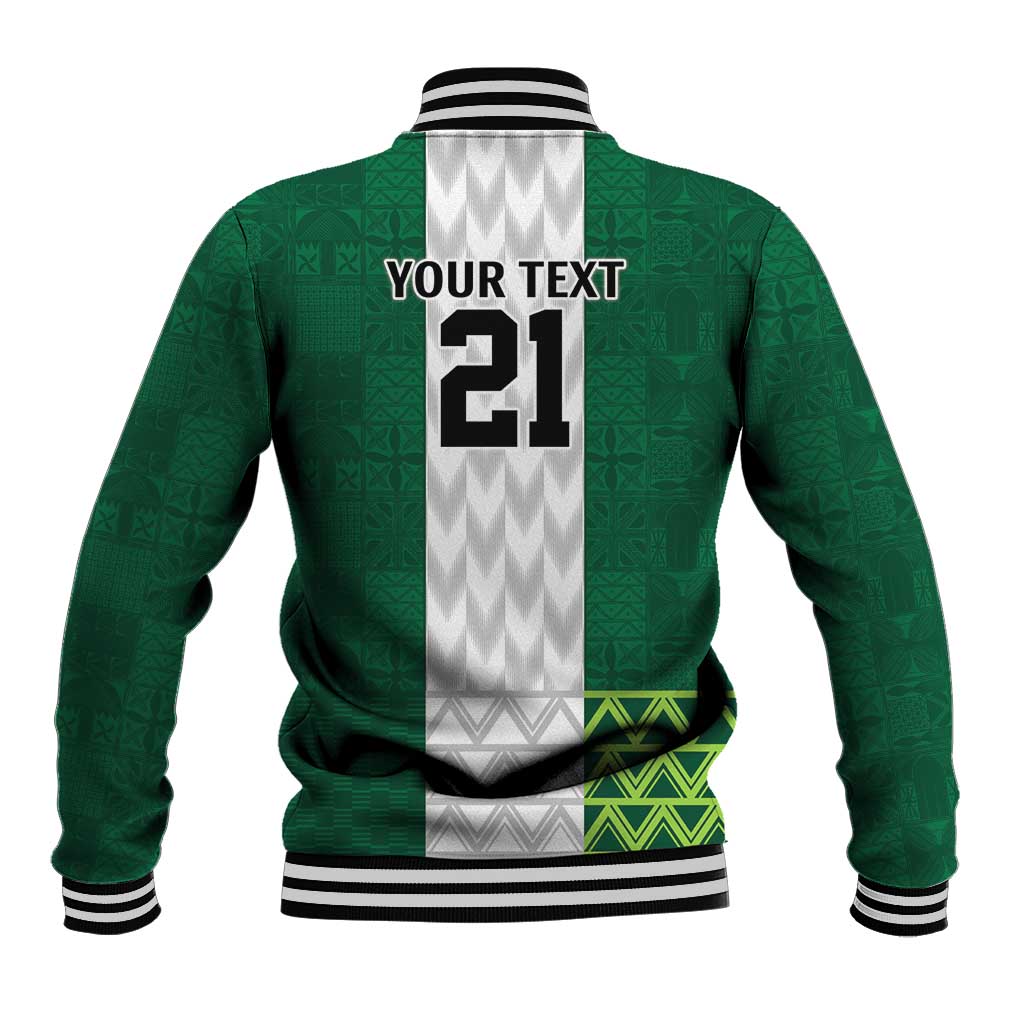 Nigeria Football Custom Baseball Jacket Retro Nigeria 20-21 Eagle Flag Motif - Wonder Print Shop