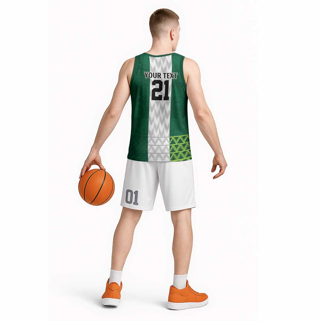 Nigeria Football Custom Basketball Jersey Retro Nigeria 20-21 Eagle Flag Motif - Wonder Print Shop
