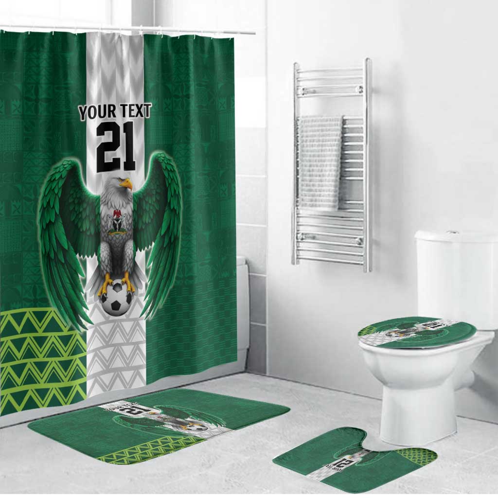 Nigeria Football Custom Bathroom Set Retro Nigeria 20-21 Eagle Flag Motif - Wonder Print Shop