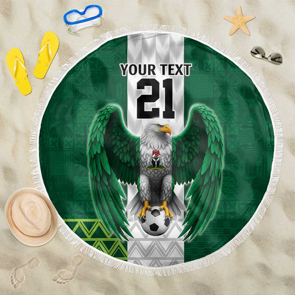 Nigeria Football Custom Beach Blanket Retro Nigeria 20-21 Eagle Flag Motif - Wonder Print Shop