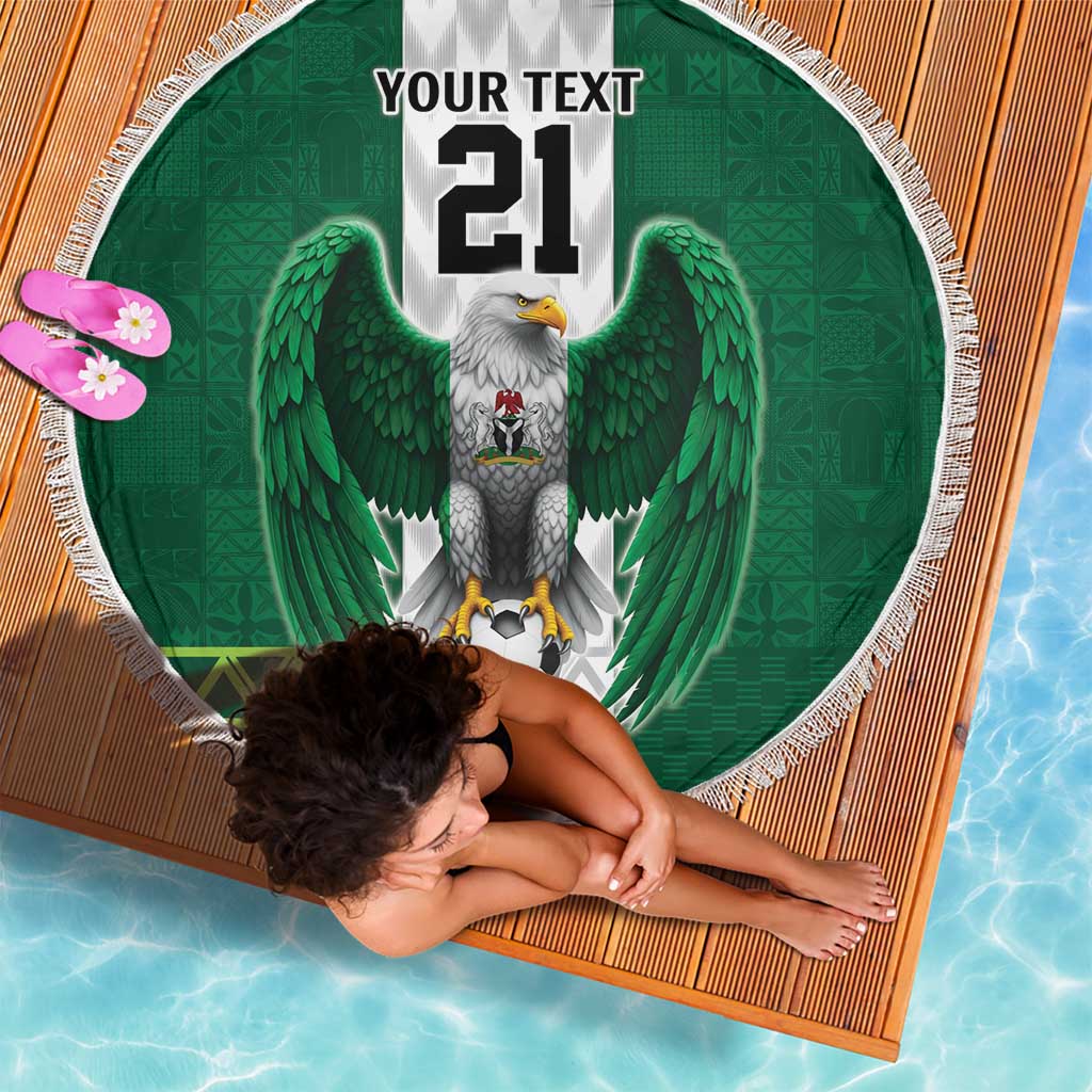 Nigeria Football Custom Beach Blanket Retro Nigeria 20-21 Eagle Flag Motif - Wonder Print Shop
