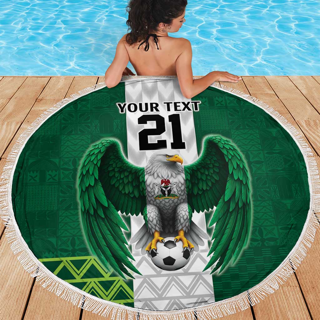 Nigeria Football Custom Beach Blanket Retro Nigeria 20-21 Eagle Flag Motif - Wonder Print Shop