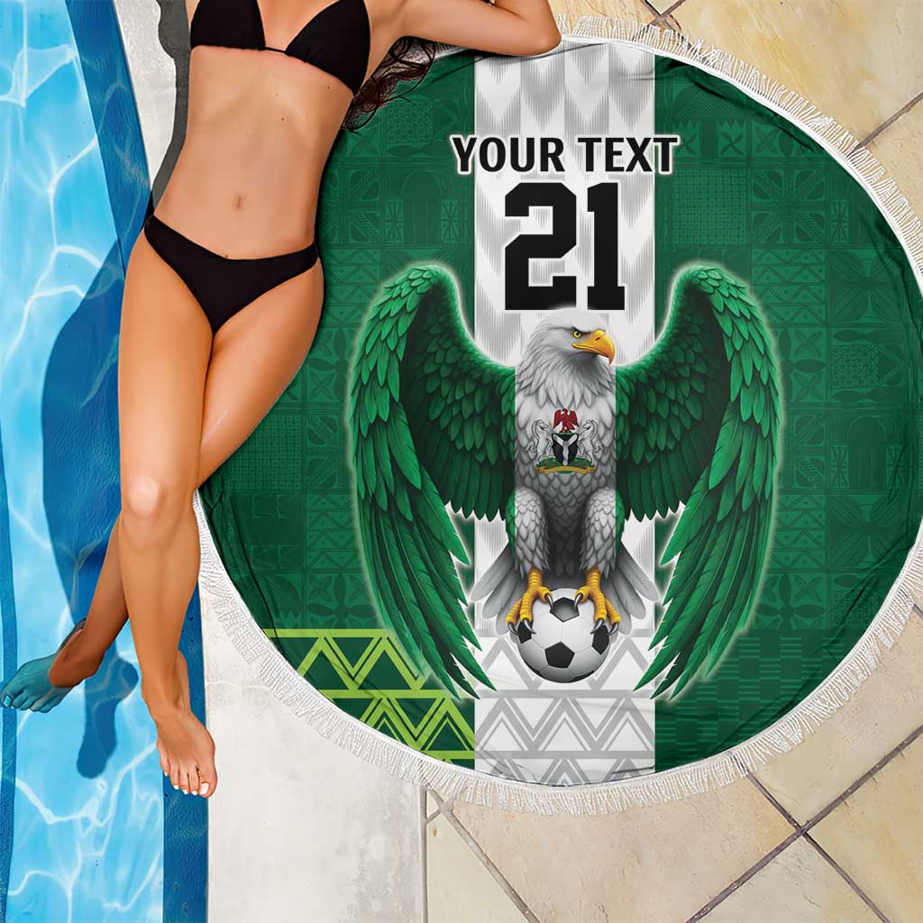 Nigeria Football Custom Beach Blanket Retro Nigeria 20-21 Eagle Flag Motif - Wonder Print Shop