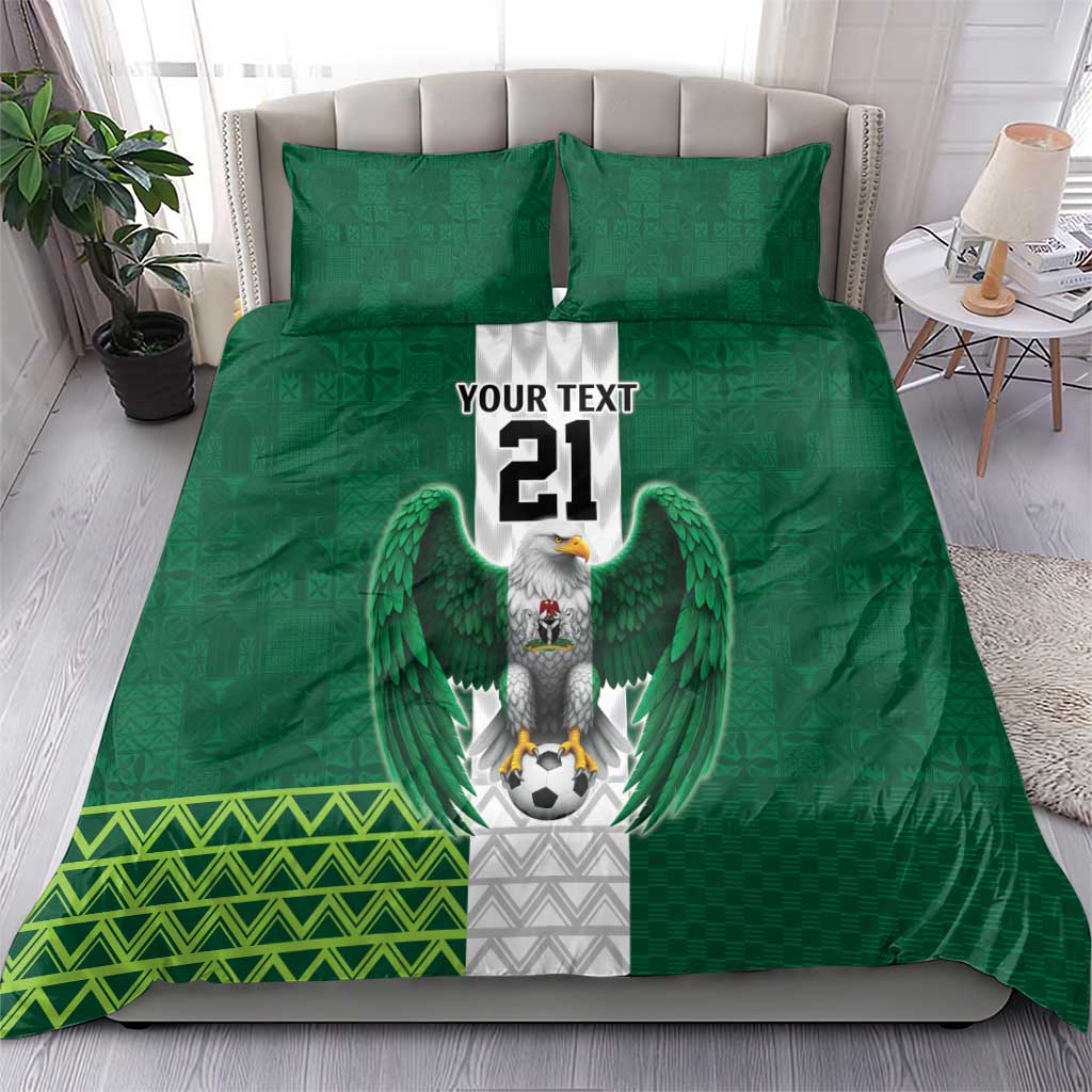 Nigeria Football Custom Bedding Set Retro Nigeria 20-21 Eagle Flag Motif - Wonder Print Shop