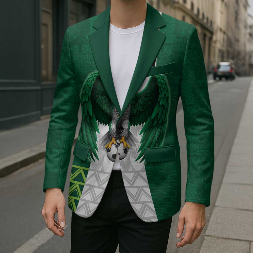 Nigeria Football Custom Blazer Retro Nigeria 20-21 Eagle Flag Motif - Wonder Print Shop