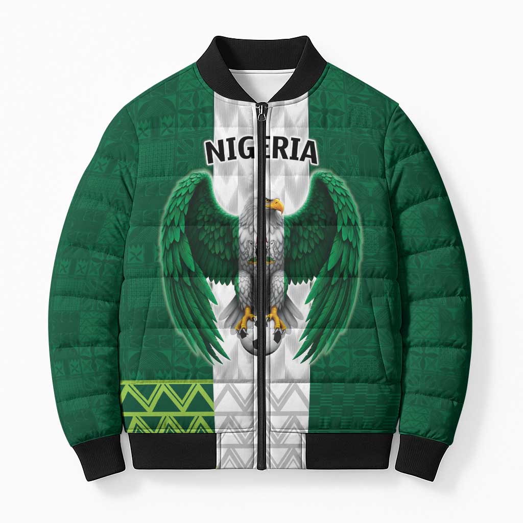 Nigeria Football Custom Bomber Puffer Jacket Retro Nigeria 20-21 Eagle Flag Motif - Wonder Print Shop