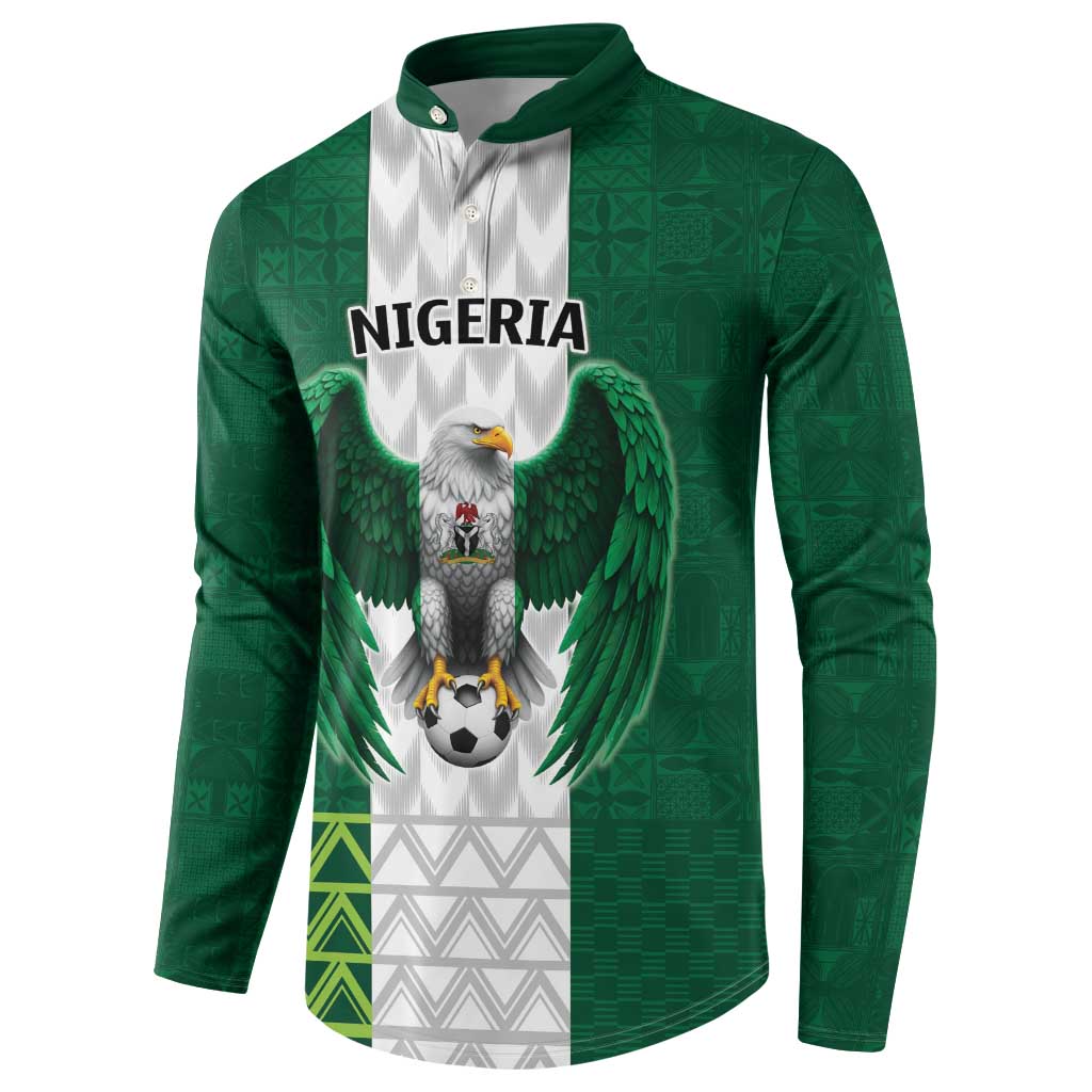 Nigeria Football Custom Button Sweatshirt Retro Nigeria 20-21 Eagle Flag Motif - Wonder Print Shop