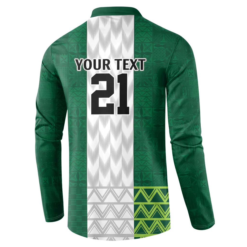 Nigeria Football Custom Button Sweatshirt Retro Nigeria 20-21 Eagle Flag Motif - Wonder Print Shop