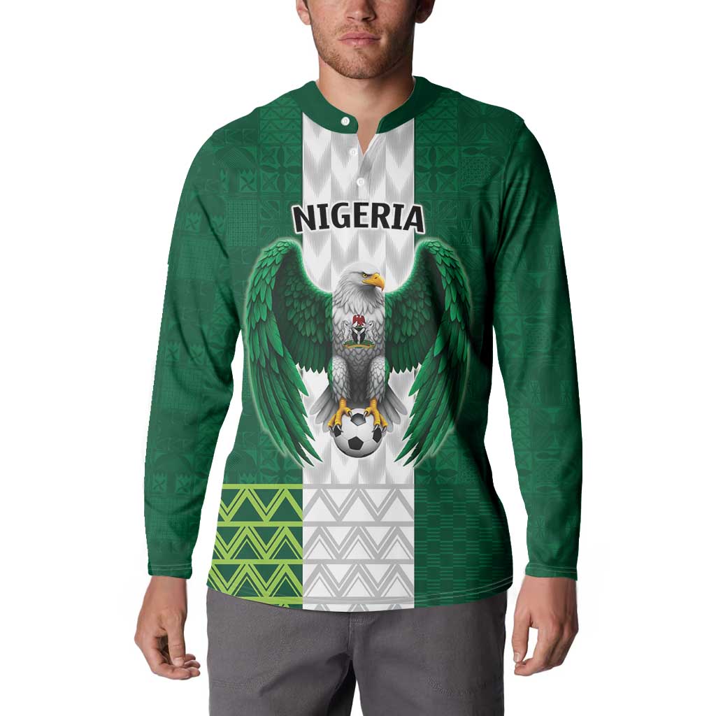 Nigeria Football Custom Button Sweatshirt Retro Nigeria 20-21 Eagle Flag Motif - Wonder Print Shop