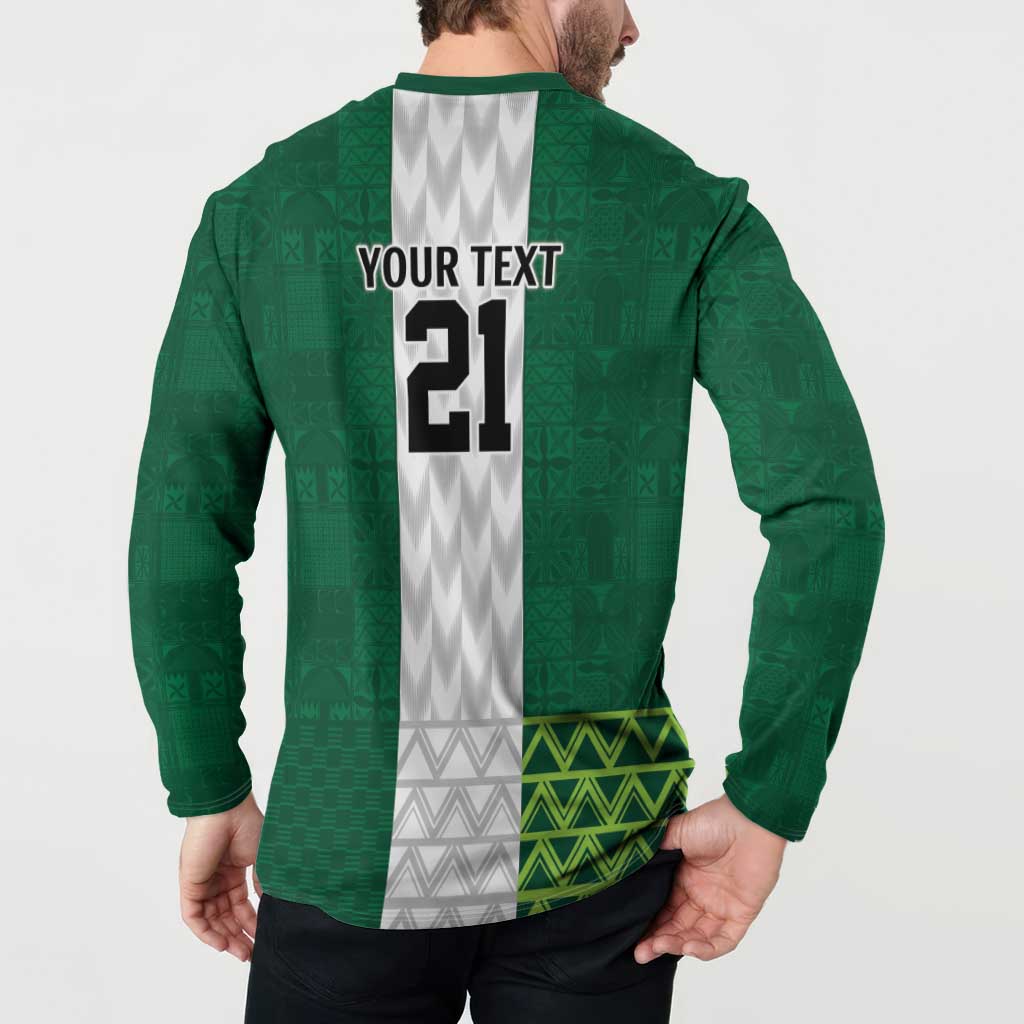Nigeria Football Custom Button Sweatshirt Retro Nigeria 20-21 Eagle Flag Motif - Wonder Print Shop