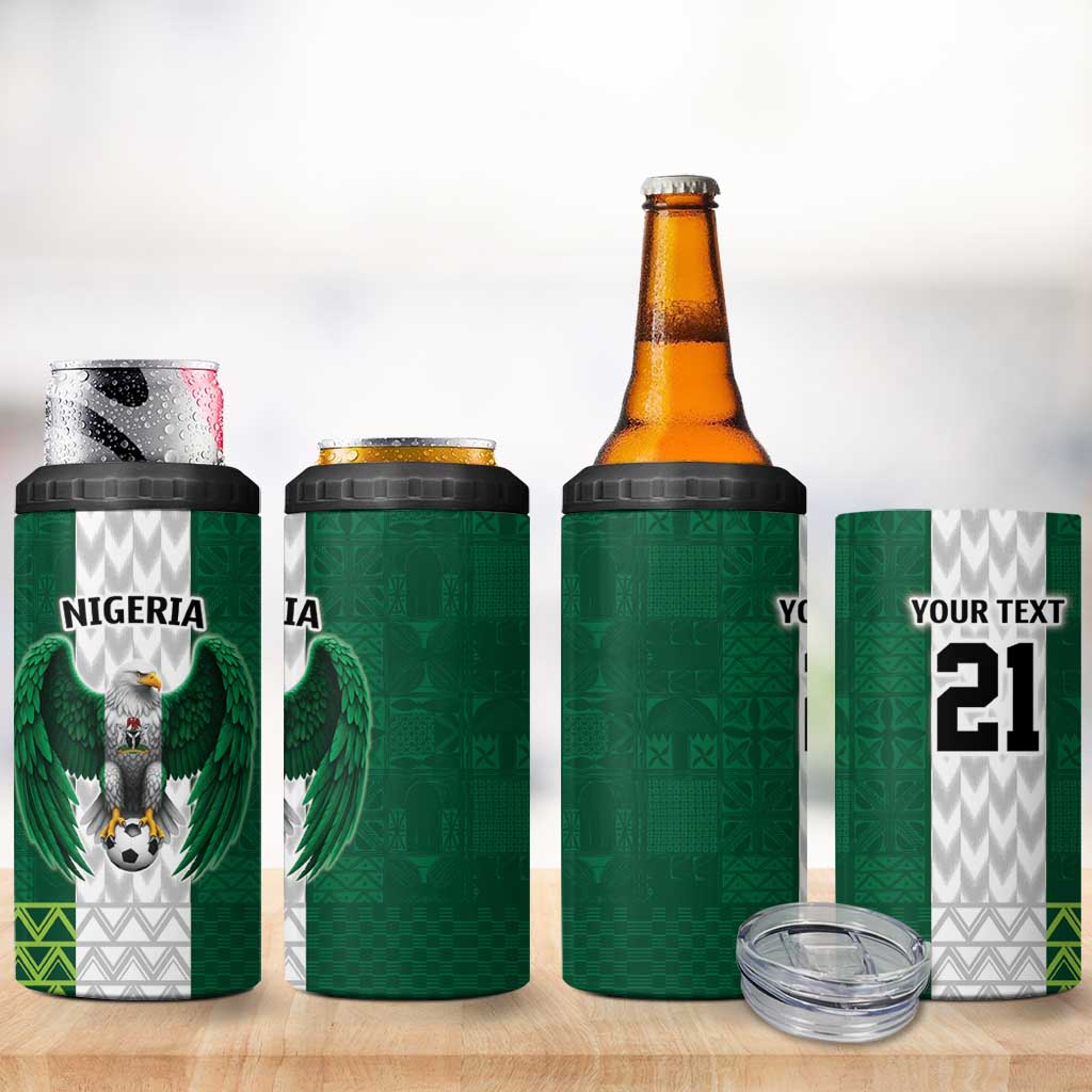 Nigeria Football Custom 4 in 1 Can Cooler Tumbler Retro Nigeria 20-21 Eagle Flag Motif - Wonder Print Shop