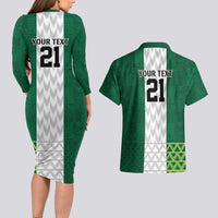 Nigeria Football Custom Couples Matching Long Sleeve Bodycon Dress and Hawaiian Shirt Retro Nigeria 20-21 Eagle Flag Motif - Wonder Print Shop