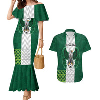 Nigeria Football Custom Couples Matching Mermaid Dress and Hawaiian Shirt Retro Nigeria 20-21 Eagle Flag Motif - Wonder Print Shop