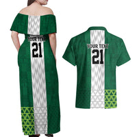 Nigeria Football Custom Couples Matching Off Shoulder Maxi Dress and Hawaiian Shirt Retro Nigeria 20-21 Eagle Flag Motif - Wonder Print Shop
