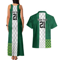 Nigeria Football Custom Couples Matching Tank Maxi Dress and Hawaiian Shirt Retro Nigeria 20-21 Eagle Flag Motif - Wonder Print Shop