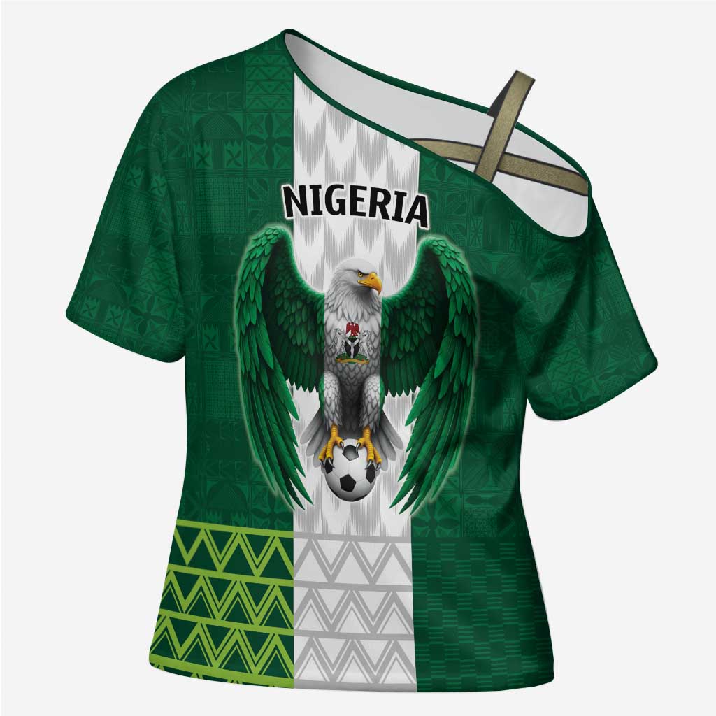 Nigeria Football Custom Cross Shoulder Shirt Retro Nigeria 20-21 Eagle Flag Motif - Wonder Print Shop