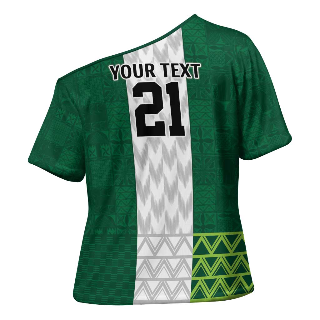 Nigeria Football Custom Cross Shoulder Shirt Retro Nigeria 20-21 Eagle Flag Motif - Wonder Print Shop