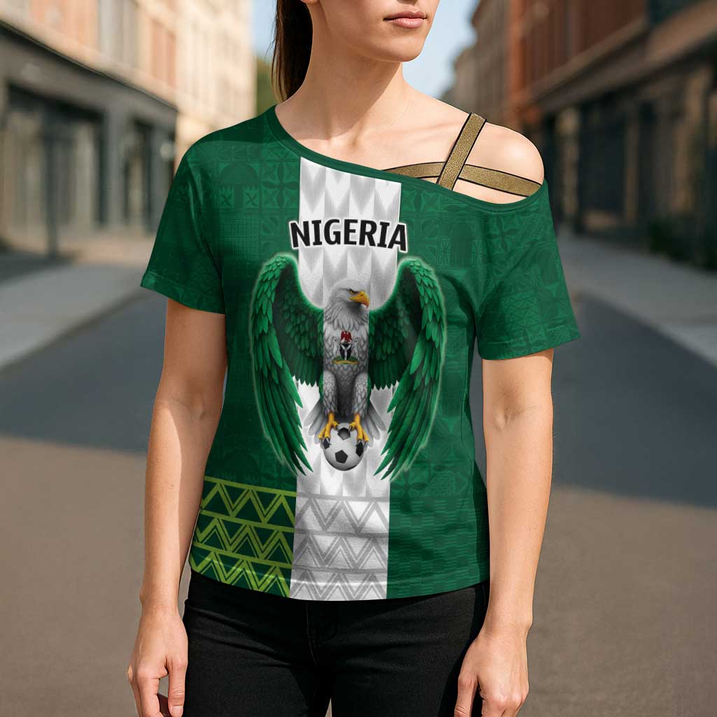 Nigeria Football Custom Cross Shoulder Shirt Retro Nigeria 20-21 Eagle Flag Motif - Wonder Print Shop