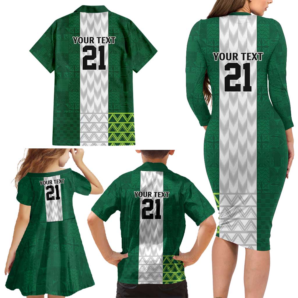 Nigeria Football Custom Family Matching Long Sleeve Bodycon Dress and Hawaiian Shirt Retro Nigeria 20-21 Eagle Flag Motif - Wonder Print Shop