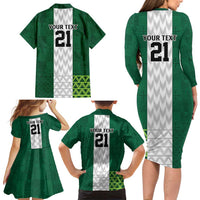 Nigeria Football Custom Family Matching Long Sleeve Bodycon Dress and Hawaiian Shirt Retro Nigeria 20-21 Eagle Flag Motif - Wonder Print Shop
