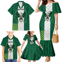 Nigeria Football Custom Family Matching Mermaid Dress and Hawaiian Shirt Retro Nigeria 20-21 Eagle Flag Motif - Wonder Print Shop