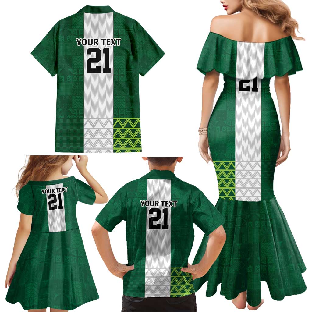 Nigeria Football Custom Family Matching Mermaid Dress and Hawaiian Shirt Retro Nigeria 20-21 Eagle Flag Motif - Wonder Print Shop