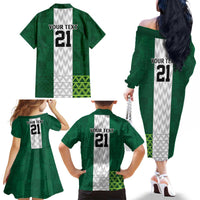 Nigeria Football Custom Family Matching Off The Shoulder Long Sleeve Dress and Hawaiian Shirt Retro Nigeria 20-21 Eagle Flag Motif - Wonder Print Shop
