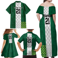Nigeria Football Custom Family Matching Off Shoulder Maxi Dress and Hawaiian Shirt Retro Nigeria 20-21 Eagle Flag Motif - Wonder Print Shop