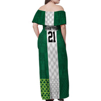 Nigeria Football Custom Family Matching Off Shoulder Maxi Dress and Hawaiian Shirt Retro Nigeria 20-21 Eagle Flag Motif - Wonder Print Shop