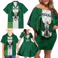 Nigeria Football Custom Family Matching Off Shoulder Short Dress and Hawaiian Shirt Retro Nigeria 20-21 Eagle Flag Motif - Wonder Print Shop