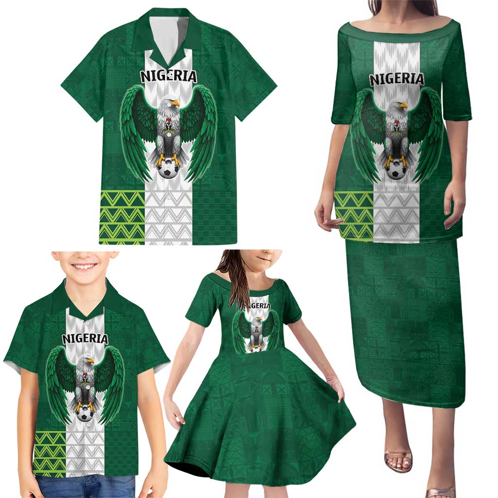 Nigeria Football Custom Family Matching Puletasi and Hawaiian Shirt Retro Nigeria 20-21 Eagle Flag Motif - Wonder Print Shop