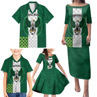 Nigeria Football Custom Family Matching Puletasi and Hawaiian Shirt Retro Nigeria 20-21 Eagle Flag Motif - Wonder Print Shop
