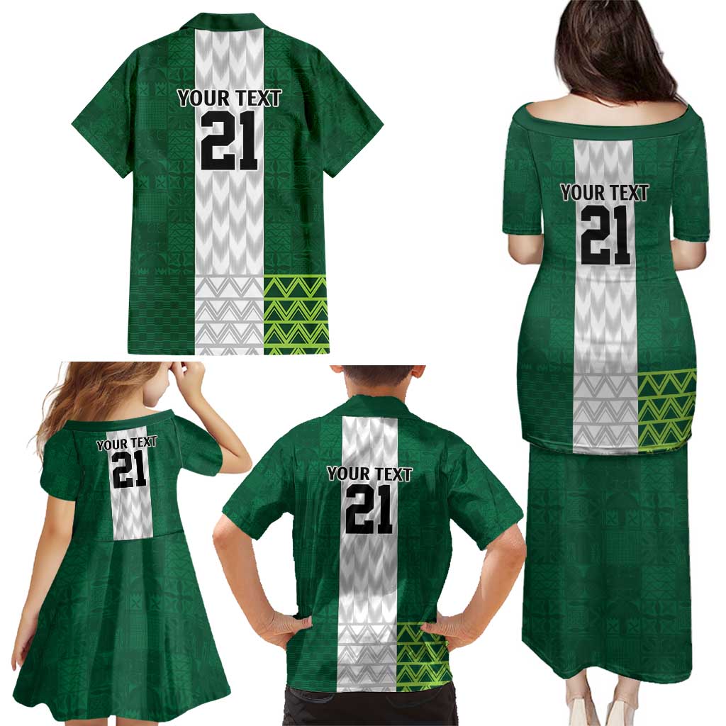 Nigeria Football Custom Family Matching Puletasi and Hawaiian Shirt Retro Nigeria 20-21 Eagle Flag Motif - Wonder Print Shop
