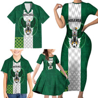 Nigeria Football Custom Family Matching Short Sleeve Bodycon Dress and Hawaiian Shirt Retro Nigeria 20-21 Eagle Flag Motif - Wonder Print Shop