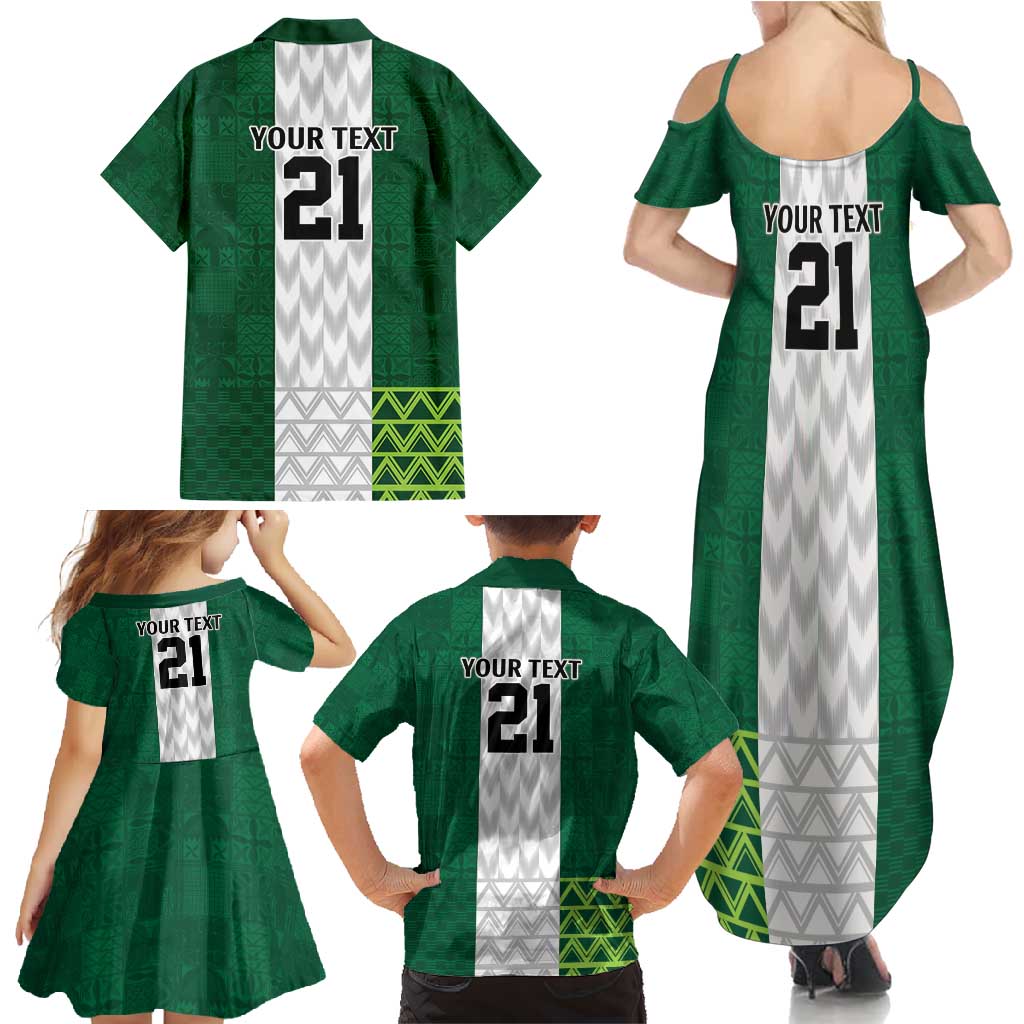 Nigeria Football Custom Family Matching Summer Maxi Dress and Hawaiian Shirt Retro Nigeria 20-21 Eagle Flag Motif - Wonder Print Shop