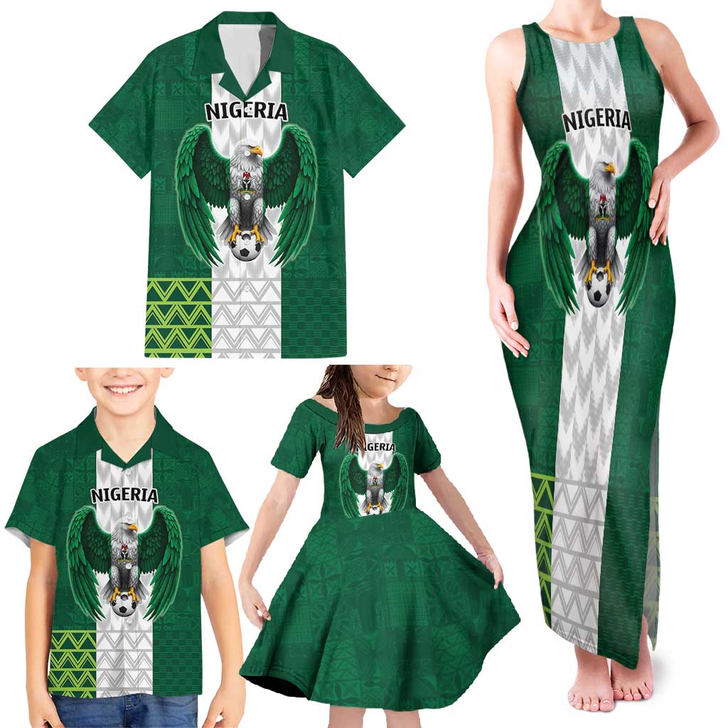 Nigeria Football Custom Family Matching Tank Maxi Dress and Hawaiian Shirt Retro Nigeria 20-21 Eagle Flag Motif - Wonder Print Shop