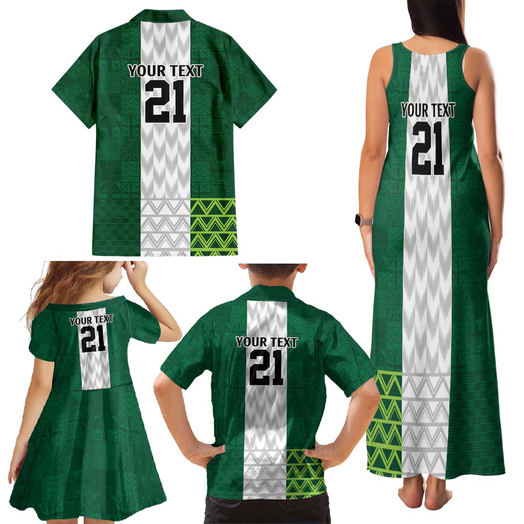 Nigeria Football Custom Family Matching Tank Maxi Dress and Hawaiian Shirt Retro Nigeria 20-21 Eagle Flag Motif - Wonder Print Shop