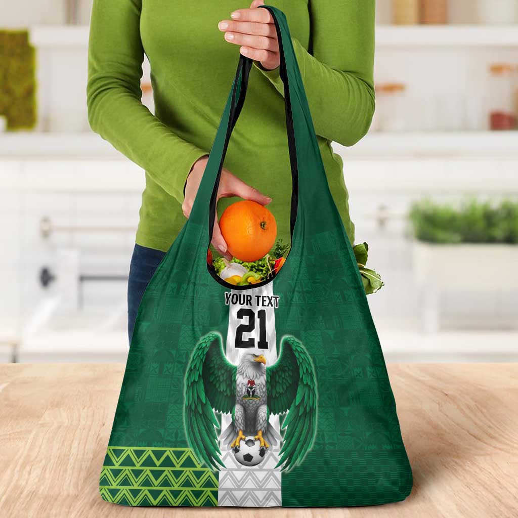 Nigeria Football Custom Grocery Bag Retro Nigeria 20-21 Eagle Flag Motif - Wonder Print Shop