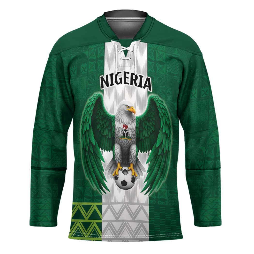 Nigeria Football Custom Hockey Jersey Retro Nigeria 20-21 Eagle Flag Motif - Wonder Print Shop