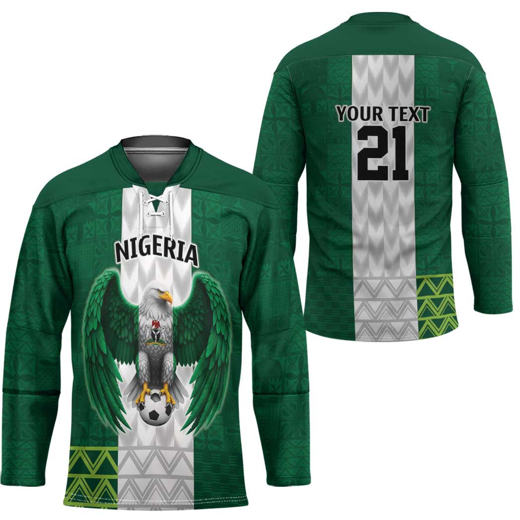 Nigeria Football Custom Hockey Jersey Retro Nigeria 20-21 Eagle Flag Motif - Wonder Print Shop