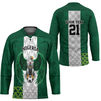 Nigeria Football Custom Hockey Jersey Retro Nigeria 20-21 Eagle Flag Motif - Wonder Print Shop