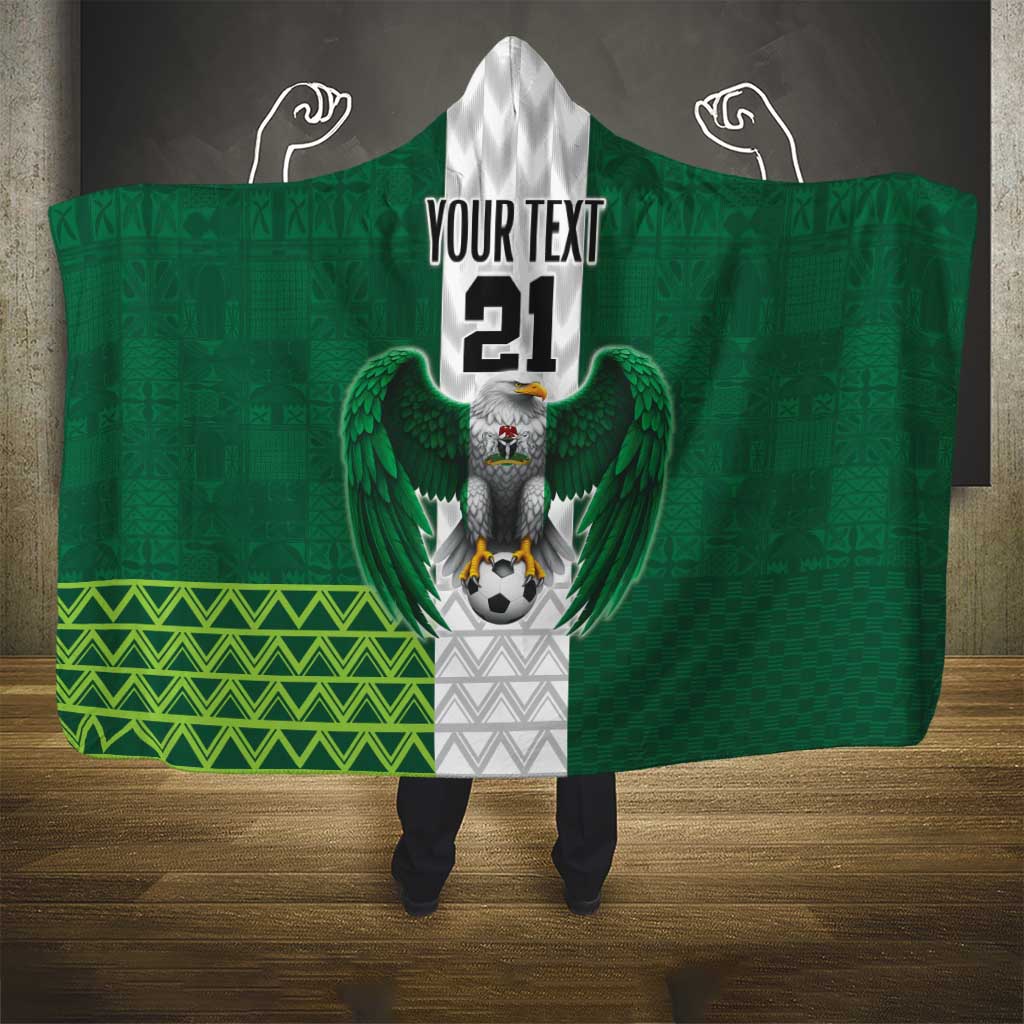 Nigeria Football Custom Hooded Blanket Retro Nigeria 20-21 Eagle Flag Motif - Wonder Print Shop