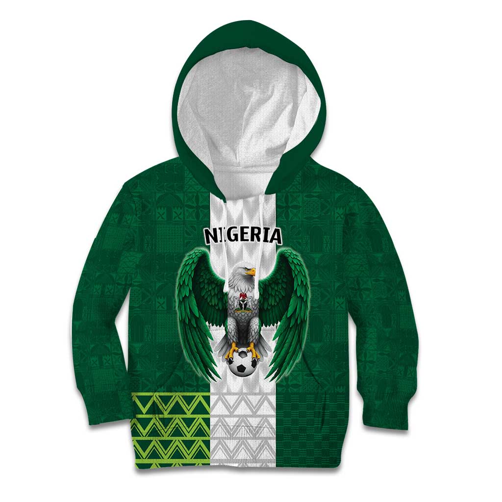 Nigeria Football Custom Kid Hoodie Retro Nigeria 20-21 Eagle Flag Motif - Wonder Print Shop