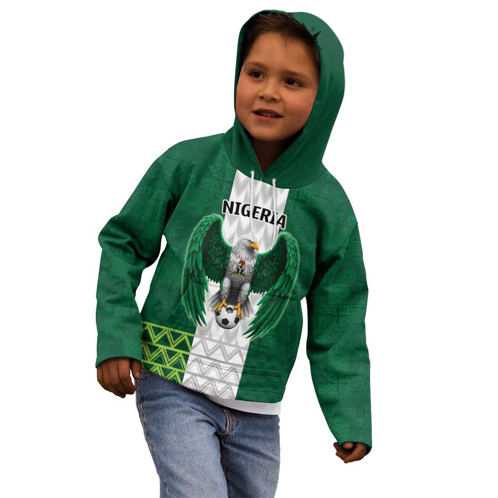 Nigeria Football Custom Kid Hoodie Retro Nigeria 20-21 Eagle Flag Motif - Wonder Print Shop