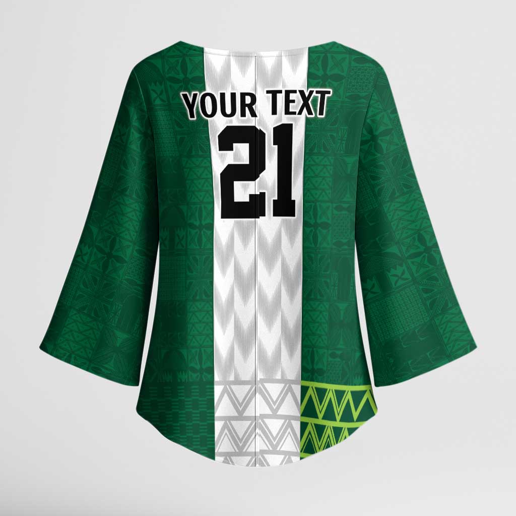 Nigeria Football Custom Kimono Sleeve Blouse Retro Nigeria 20-21 Eagle Flag Motif - Wonder Print Shop