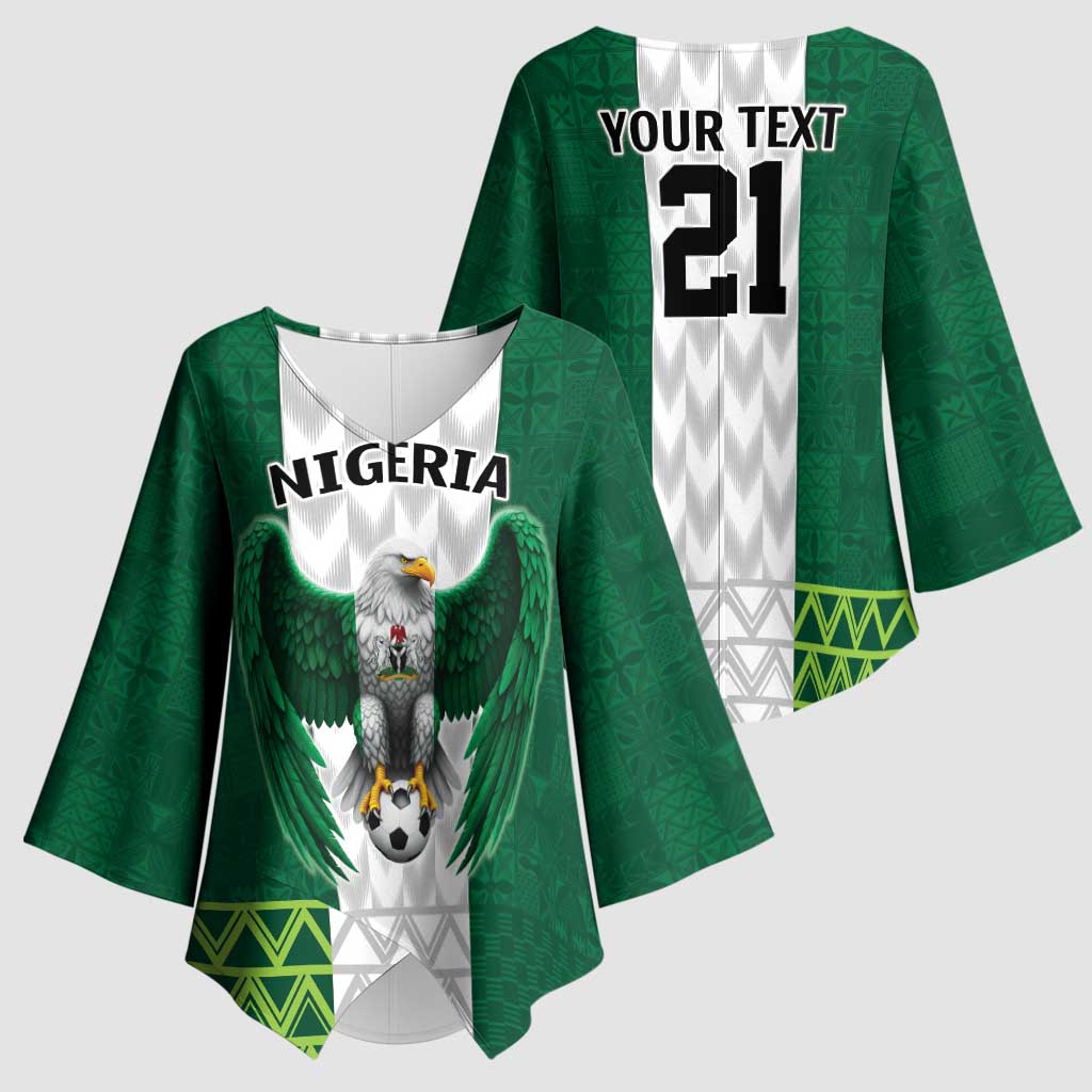 Nigeria Football Custom Kimono Sleeve Blouse Retro Nigeria 20-21 Eagle Flag Motif - Wonder Print Shop