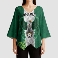 Nigeria Football Custom Kimono Sleeve Blouse Retro Nigeria 20-21 Eagle Flag Motif - Wonder Print Shop