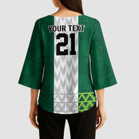 Nigeria Football Custom Kimono Sleeve Blouse Retro Nigeria 20-21 Eagle Flag Motif - Wonder Print Shop