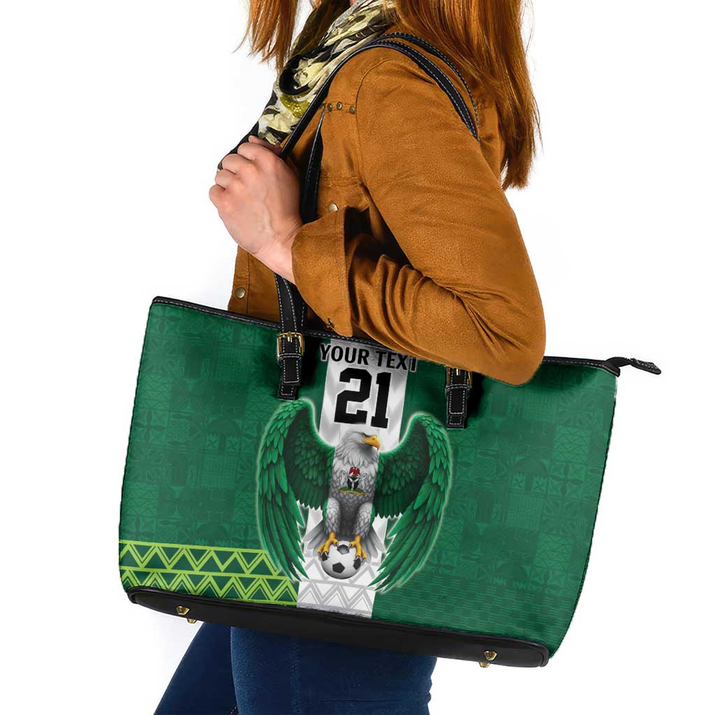 Nigeria Football Custom Leather Tote Bag Retro Nigeria 20-21 Eagle Flag Motif - Wonder Print Shop